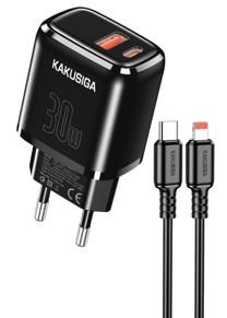 KAKUSIGA KSC-1642 PD30W+QC3.0 charger set (EU) Type-C to Lightning