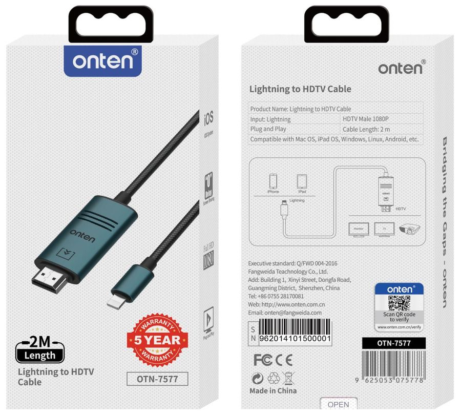 ONTEN OTN-7577 Lightning to HDMI Cable Lightning