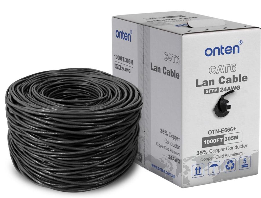 ONTEN OTN-E666+ CAT6 SFTP ) 35% Copper Core Wire Copper-Clad Aluminum (CCA) CAT6 SFTP LAN Cable 24AWG(1*0.50CCA) 4 Pairs