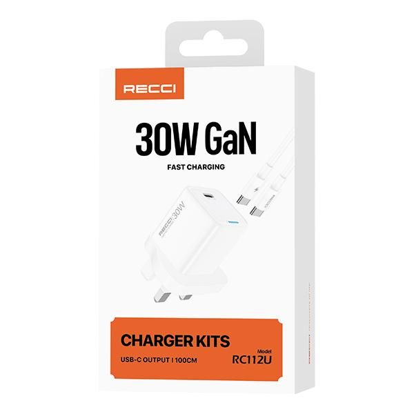 RECCI RC112U 30W GAN fast charger set UK PLUG