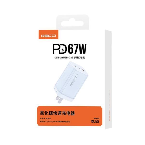 RECCI RC85 67W GAN fast charger Cn/us PLUG