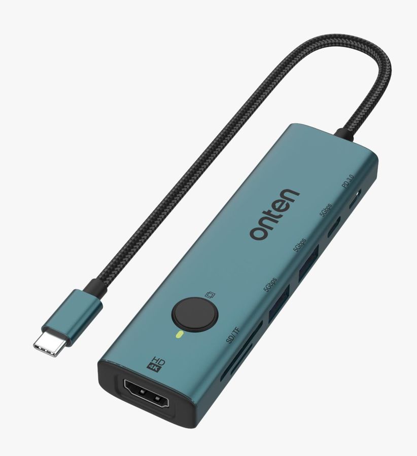 ONTEN OTN-UC127+ USB-C to HDMI Docking Station with Instant Screen- Off, SD/TF 3.0, U3 x 2, PD 3.0 / USB-C